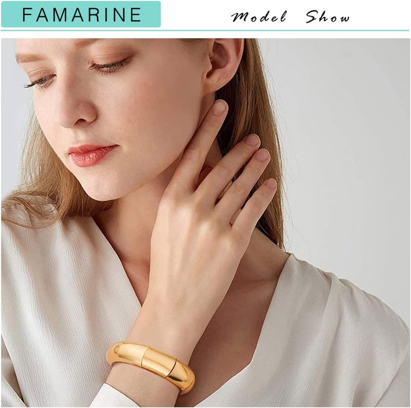 FAMARINE سوار سميك من الذهب والفضة للنساء والرجال - Image 2